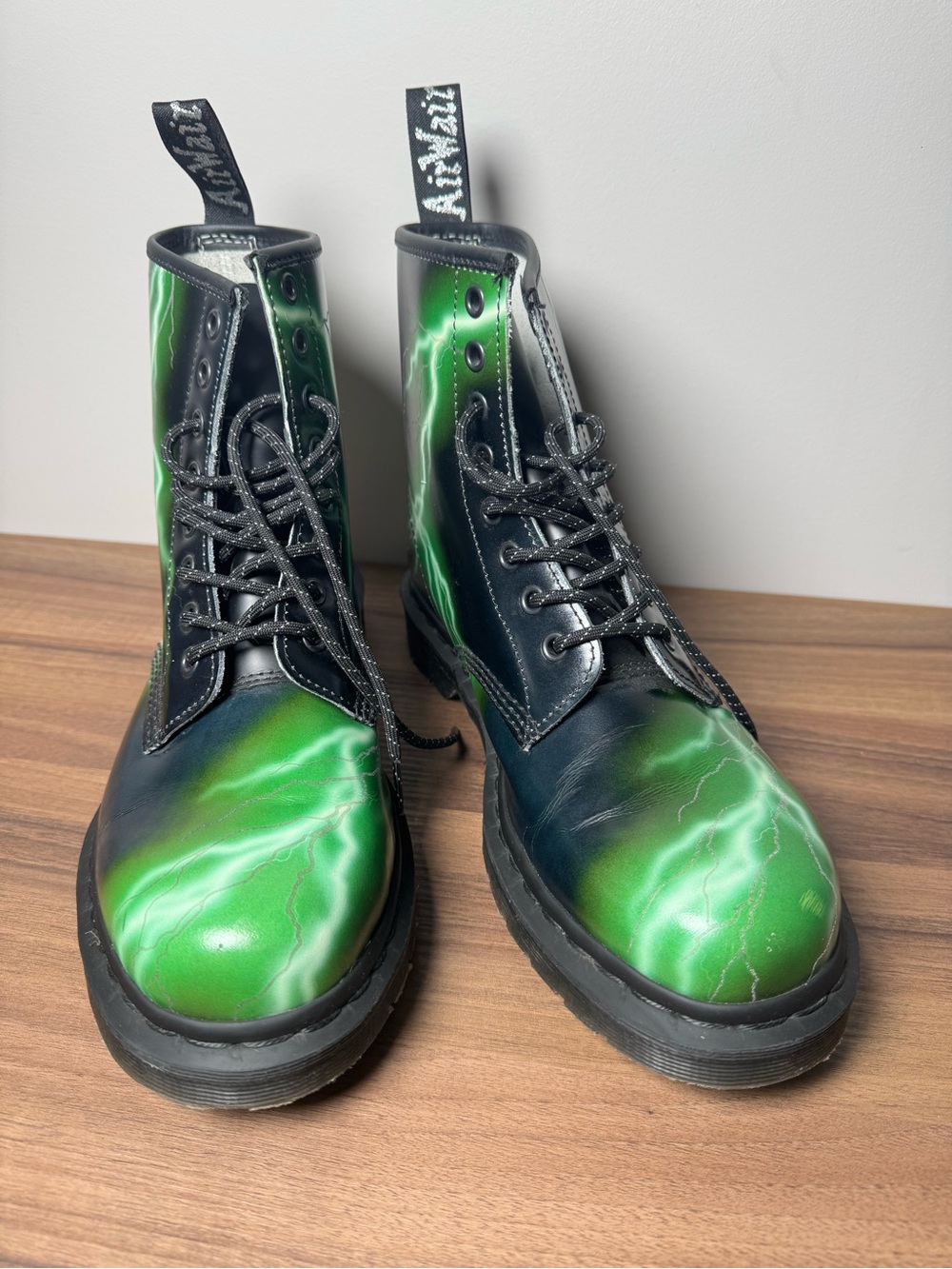 Dr. Martens Black Leather High-Top Boots with Light Gray Lining - Picture 4 of 8